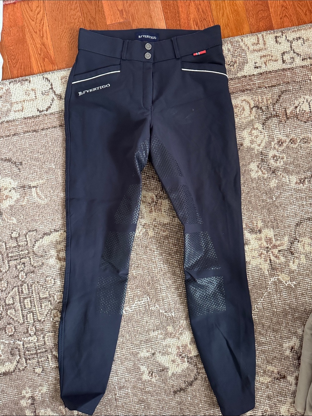 B Vertigo Navy Equestrian Breeches with Silicone full seat
